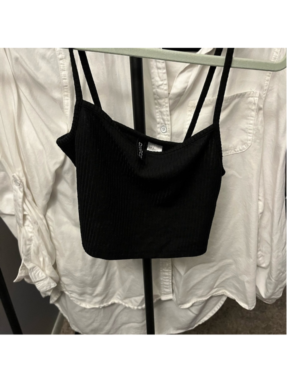 Divided Black Ribbed Crop Top